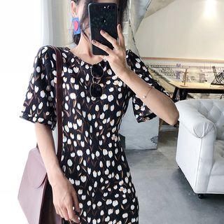 Floral Slim-fit Short-sleeve Dress