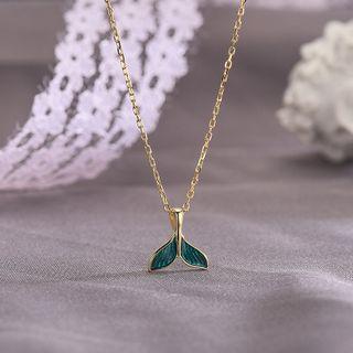 925 Sterling Silver Glaze Mermaid Tail Pendant Necklace Ns266 - 925 Silver - As Shown In Figure - One Size