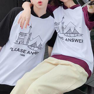 Couple Matching Raglan Short-sleeve Hoodie