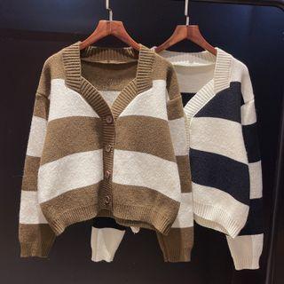 Striped Knit Long-sleeve Jacket