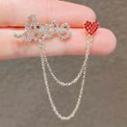 Love Lettering Heart Rhinestone Alloy Brooch Ly760 - Gold & Red - One Size