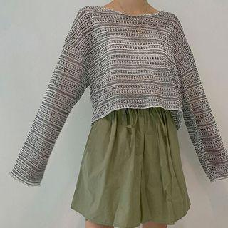 Cropped Pointelle-knit Top