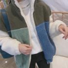 Color-block Sherpa-fleece Boxy Jacket One Size