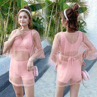 Set: Bow Back Tankini + Mesh Cover Up