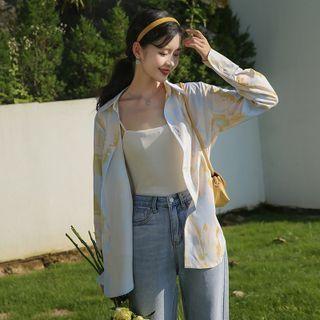 Print Shirt Pale Yellow & Pale Blue - One Size