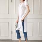 Slit-side Linen T-shirt Dress