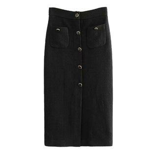 High Waist Pocket Detail Pencil Skirt