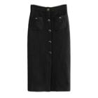 High Waist Pocket Detail Pencil Skirt