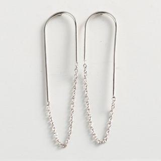 925 Sterling Silver Chain Earring 1 Pair - 925 Silver - One Size