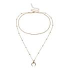 Alloy Moon Pendant Layered Choker Necklace 1876 - Gold - One Size