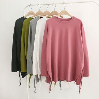 Long-sleeve Tie-side T-shirt