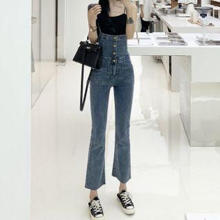 Spaghetti Strap Top / Boot Cut Denim Jumper Pants