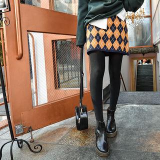 Argyle Patterned Knit Mini Skirt
