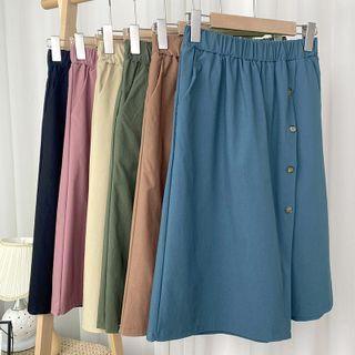 Button-up Midi A-line Skort