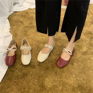 Bow Accent Faux Pearl Mary Jane Shoes
