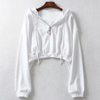Zip Hooded Cropped Sweatshirt