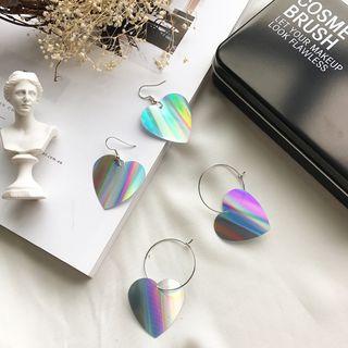 Holographic Heart Drop Earring
