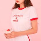 Strawberry Milk Ringer Crewneck T-shirt