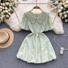 Short-sleeve Peter Pan Collar Lace Embroidered Dress