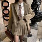 Plain Blazer / Shirt / Tie / Pleated Mini Skirt / Set