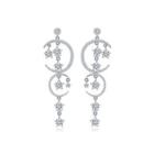 Fashion Simple Star Moon Tassel Earrings With Cubic Zirconia Silver - One Size