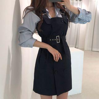 Plain Oversize Shirt / Double-breasted Jumper Dress