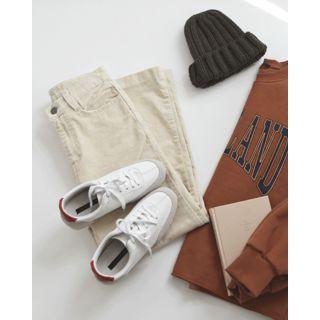 Mid-rise Wide-leg Corduroy Pants