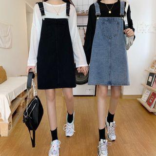 Mini A-line Denim Overall Dress