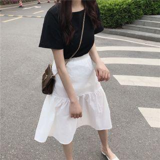 Plain Panel Midi Skirt