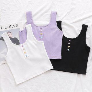 Heart Button Henley Tank Top