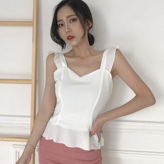 Flutter-strap Peplum Top