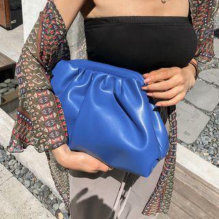 Ruched Pleather Frame Clutch