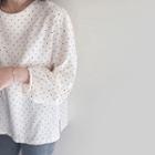 Round-neck Balloon-sleeve Dotted Blouse