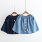 Heart Embroidery Mini Denim Skirt