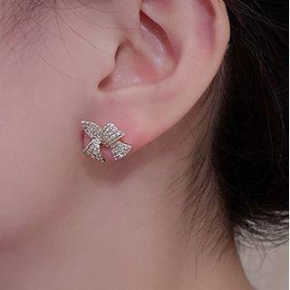 Ribbon Sterling Silver Ear Stud