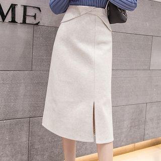 Split Front Midi A-line Skirt