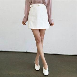 Buckled A-line Mini Skirt
