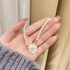 Floral Faux Pearl Necklace Gold - One Size