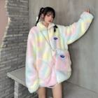 Long-sleeve Patch Tie Dye Zipped Jacket