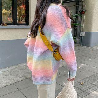 Contrast Color Sweater Pink & Blue - One Size