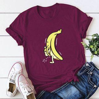 Short-sleeve Banana Print Top