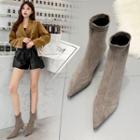 Faux Suede Pointed Kitten Heel Short Boots