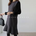 Velvet-sleeve Fleece Dress