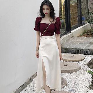 Square Neck Short-sleeve Top / Midi Skirt