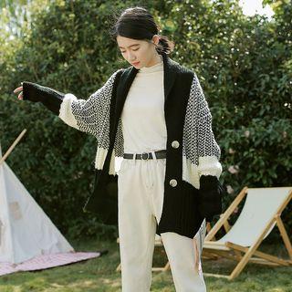 Color Block Cardigan Black & White - One Size
