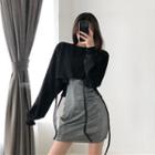 Cropped Loose Fit Pullover / Spaghetti Strap Dress