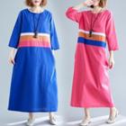 Color Block Round-neck Long-sleeve Dress