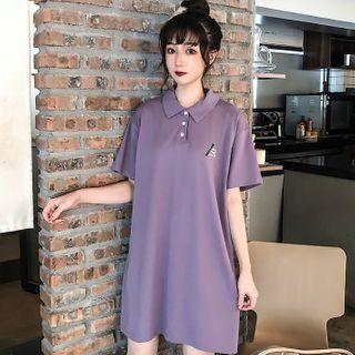 Short-sleeve Panda Embroidered Polo Dress
