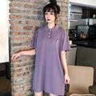 Short-sleeve Panda Embroidered Polo Dress