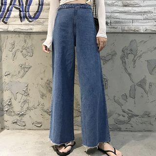 Fray-hem Boot Cut Jeans